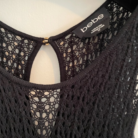 BEBE Black Dress with Crochet Detail, Fringes and Beads - Picture 11 of 11